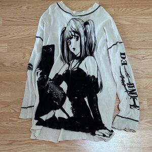 Death Note Anime Graphic Women's Sweater - Black and Cream